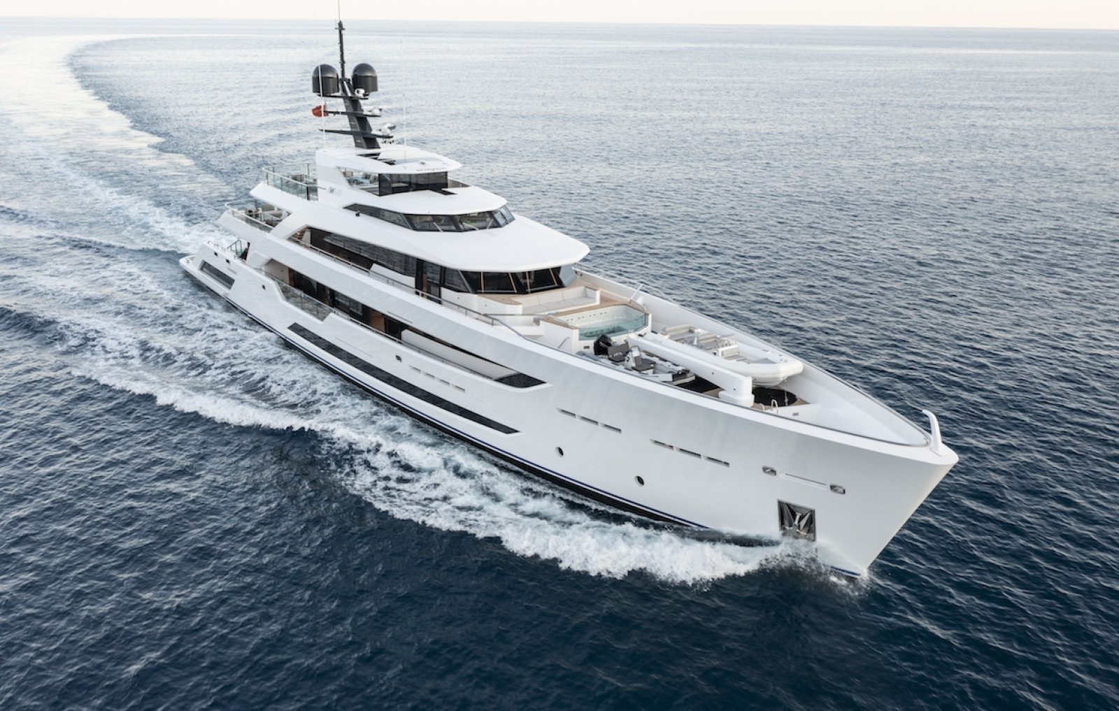 The superyacht Al Waab under way on open water